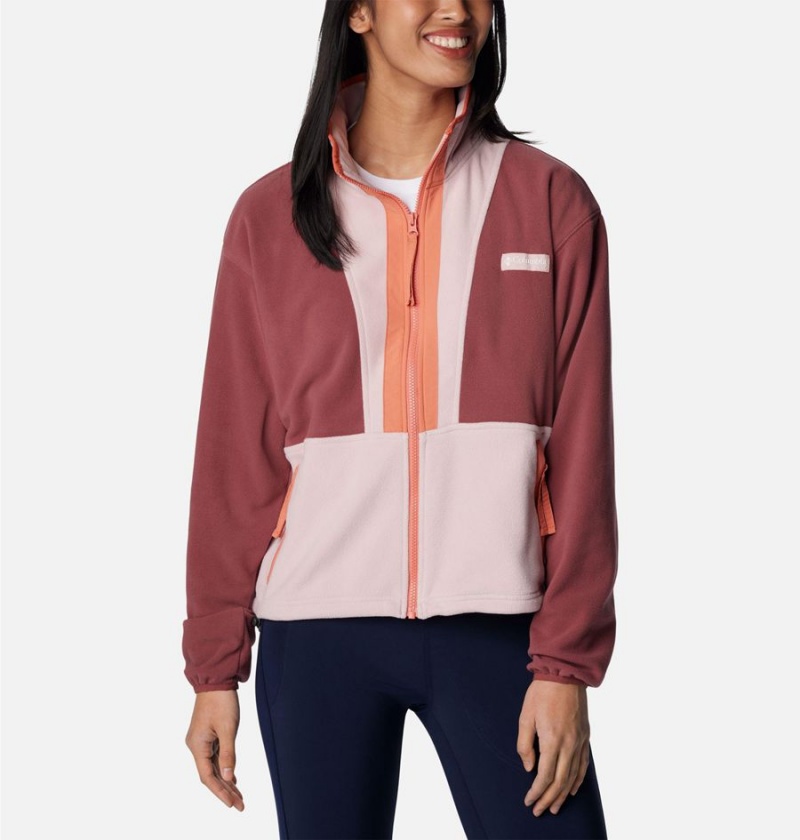 Pink Women\'s Columbia Back Bowl Full Zip Fleece Jacket | HTQIS-9836