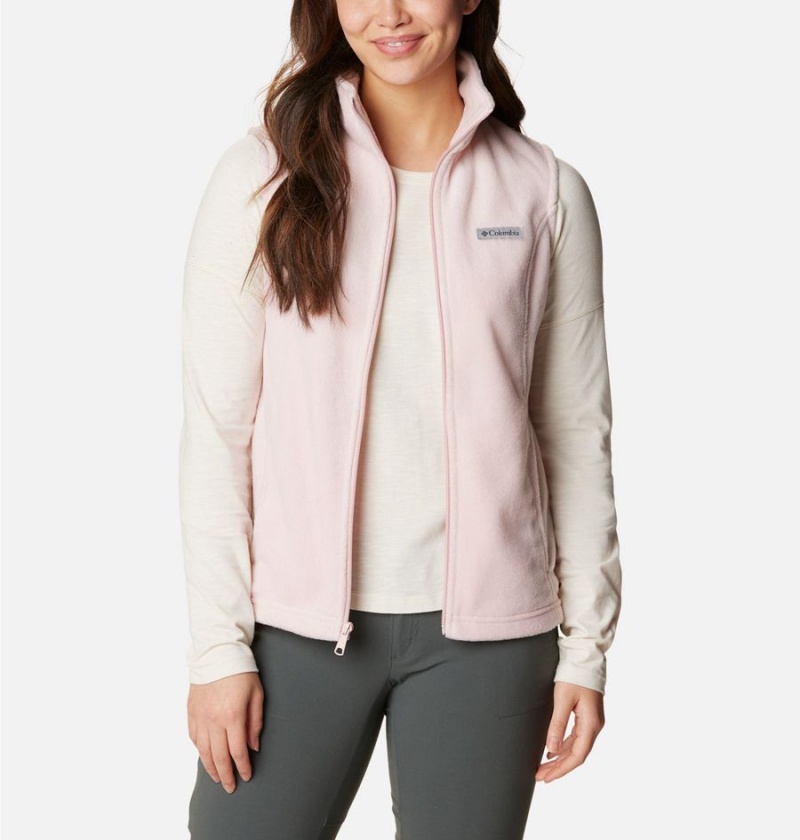 Pink Women's Columbia Benton Springs Fleece Vest | DLTFH-3925