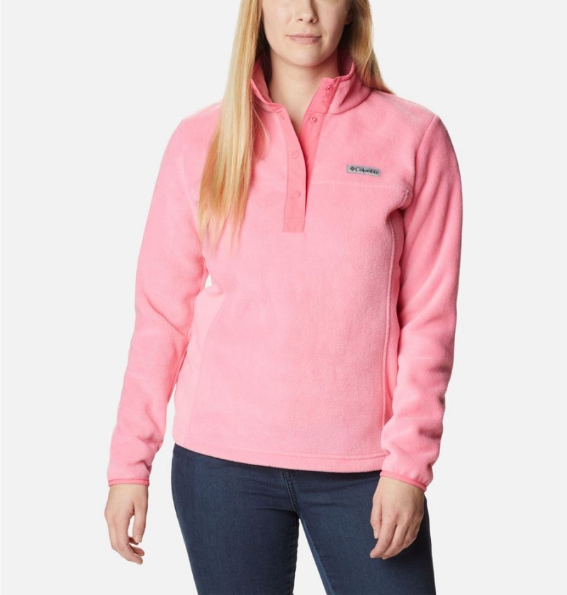 Pink Women\'s Columbia Benton Springs Half Snap Fleece Pullover | VOMGR-2748