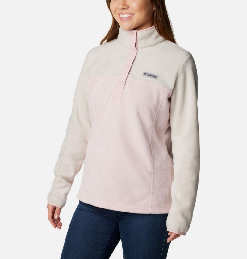 Pink Women's Columbia Benton Springs Half Snap Fleece Pullover | UJIZB-9856