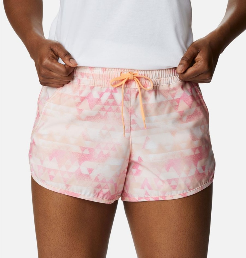 Pink Women's Columbia Bogata Bay Stretch Printed Shorts | BVPEW-9645