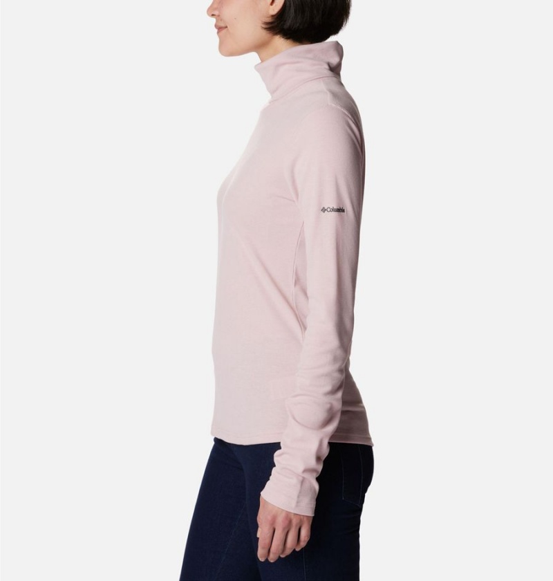 Pink Women's Columbia Boundless Trek Ribbed Turtleneck Long Sleeve T-Shirt | PGEAI-4792