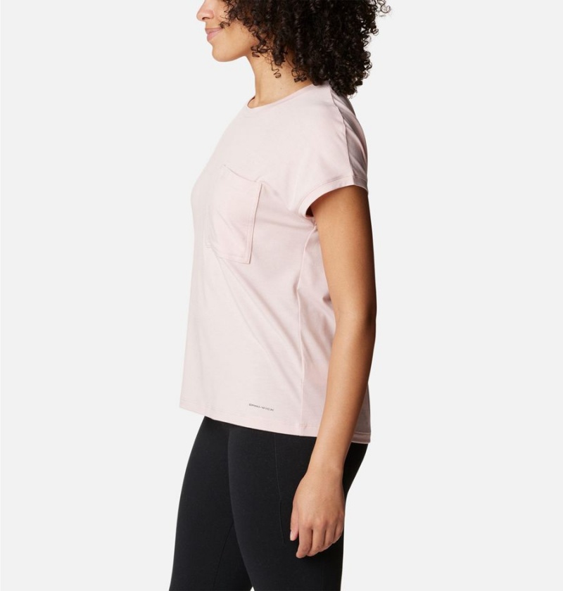 Pink Women's Columbia Boundless Trek T-Shirt | QAEUF-7234