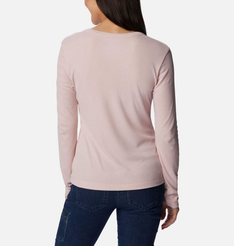 Pink Women's Columbia Calico Basin Ribbed Long Sleeve T-Shirt | IGDRE-6874