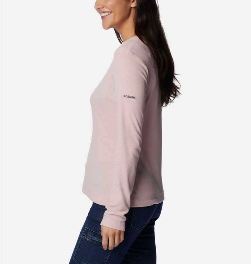 Pink Women's Columbia Calico Basin Ribbed Long Sleeve T-Shirt | IGDRE-6874