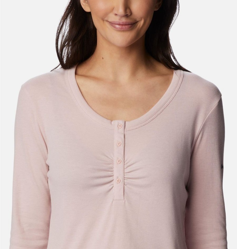 Pink Women's Columbia Calico Basin Ribbed Long Sleeve T-Shirt | IGDRE-6874