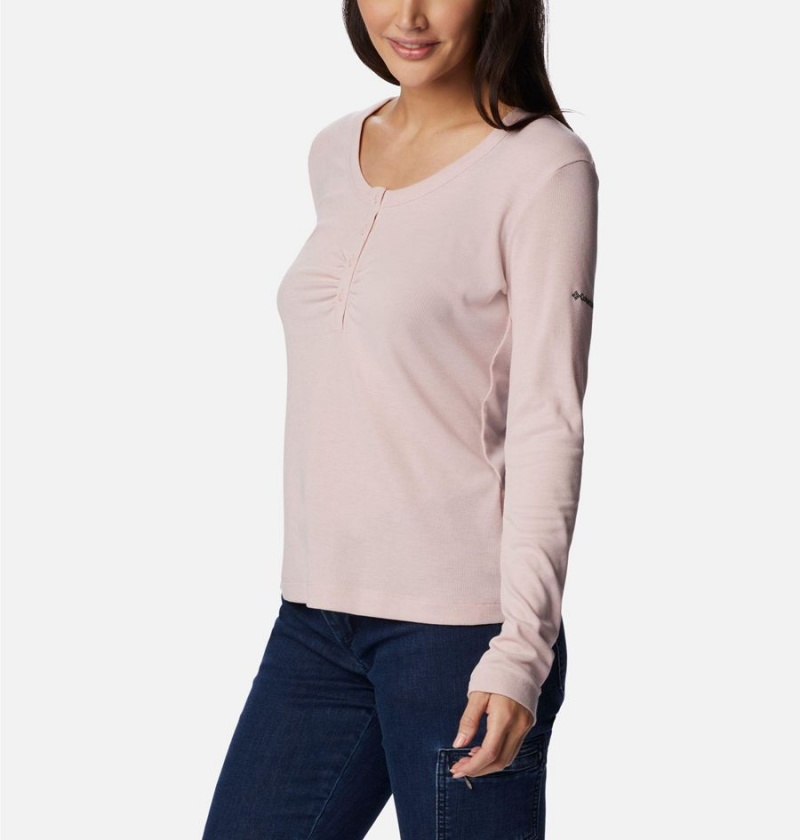 Pink Women's Columbia Calico Basin Ribbed Long Sleeve T-Shirt | IGDRE-6874