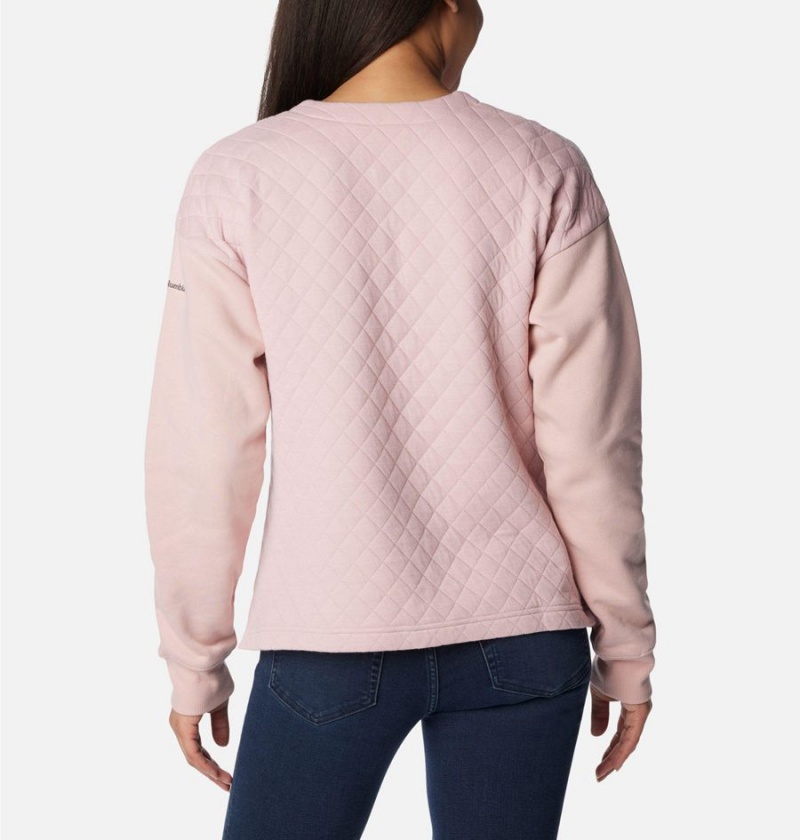 Pink Women's Columbia Hart Mountain Quilted Crew Pullover | COPQN-2950