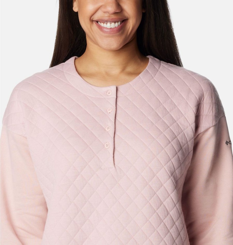 Pink Women's Columbia Hart Mountain Quilted Crew Pullover | COPQN-2950