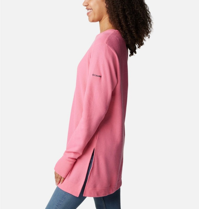 Pink Women's Columbia Holly Hideaway Waffle Tunic Pullover | TQDUA-9651