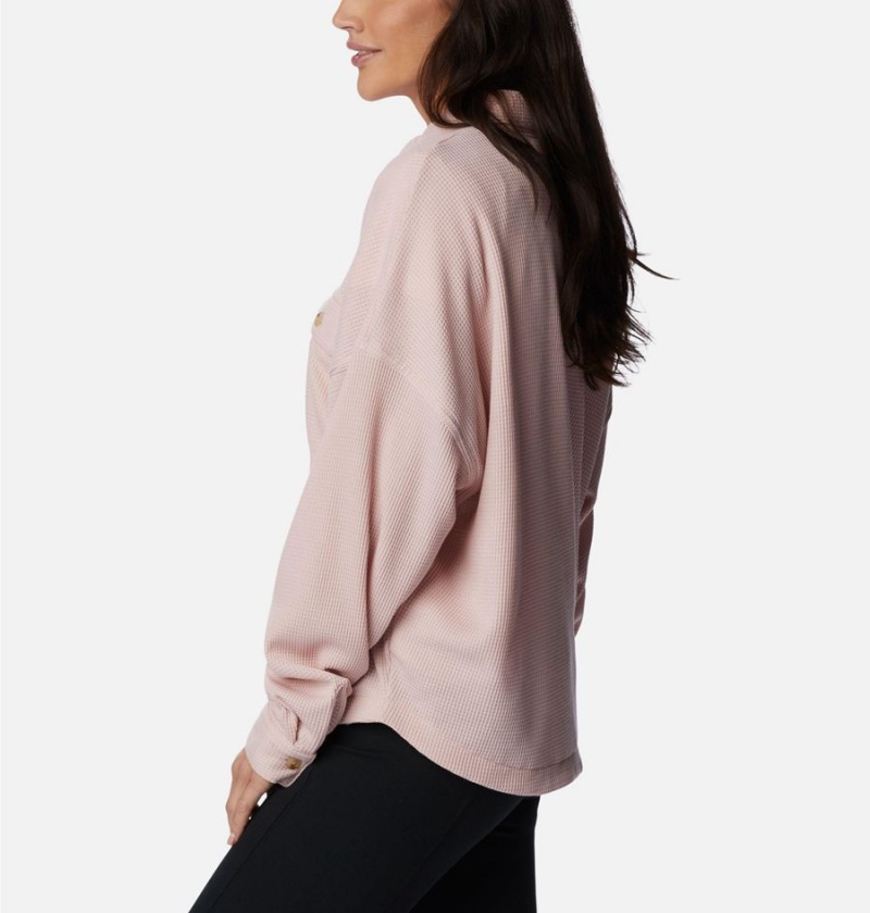 Pink Women's Columbia Holly Hideaway Waffle Jacket Shirt | LNWEH-4629