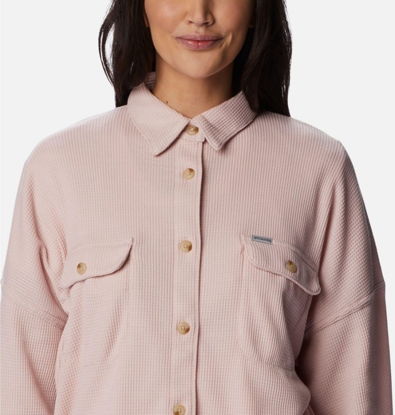 Pink Women's Columbia Holly Hideaway Waffle Jacket Shirt | LNWEH-4629