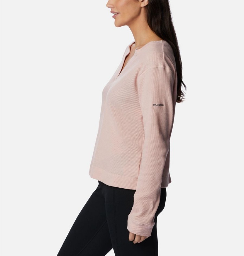 Pink Women's Columbia Holly Hideaway Waffle Long Sleeve Pullover | EQUBC-5829