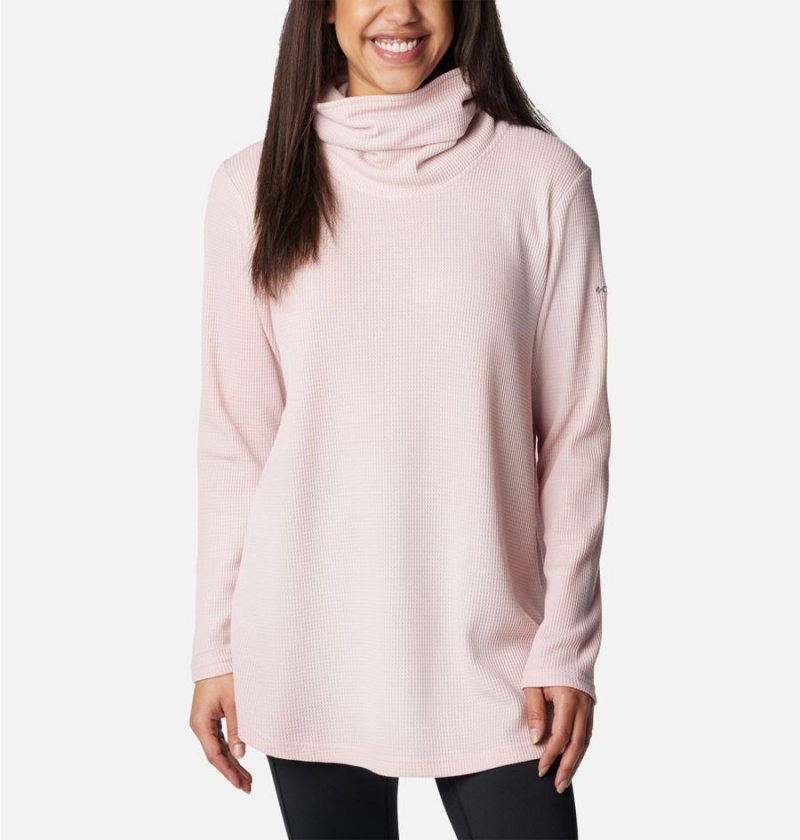 Pink Women\'s Columbia Holly Hideaway Waffle Cowl Neck Pullover | PKVHS-9705