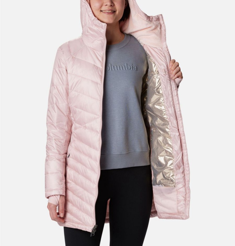 Pink Women's Columbia Joy Peak Mid Insulated Hooded Puffer Jacket | MLVIS-7469