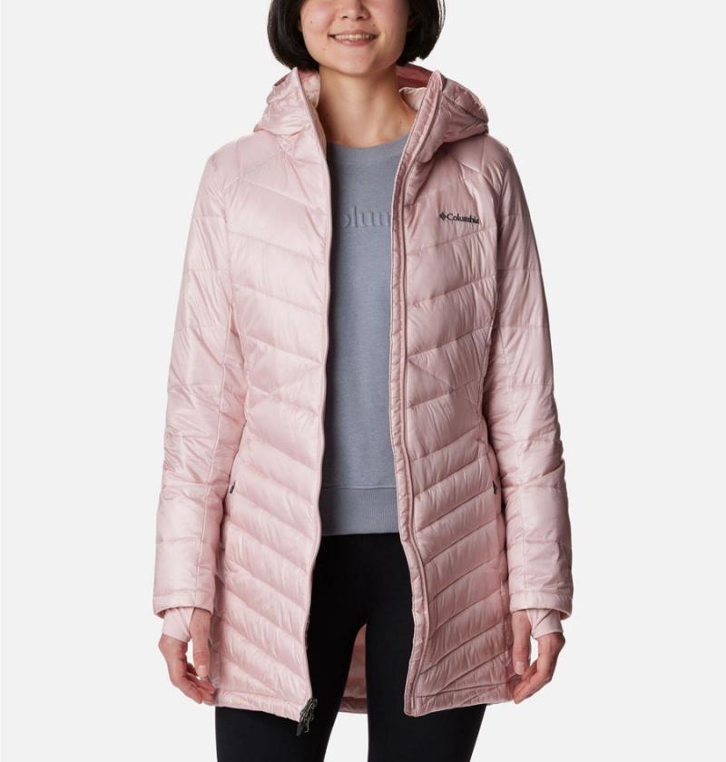 Pink Women's Columbia Joy Peak Mid Insulated Hooded Puffer Jacket | MLVIS-7469