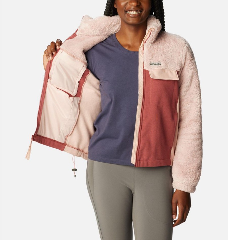 Pink Women's Columbia Lodge Hybrid Sherpa Full Zip Fleece Jacket | MHPUQ-1407