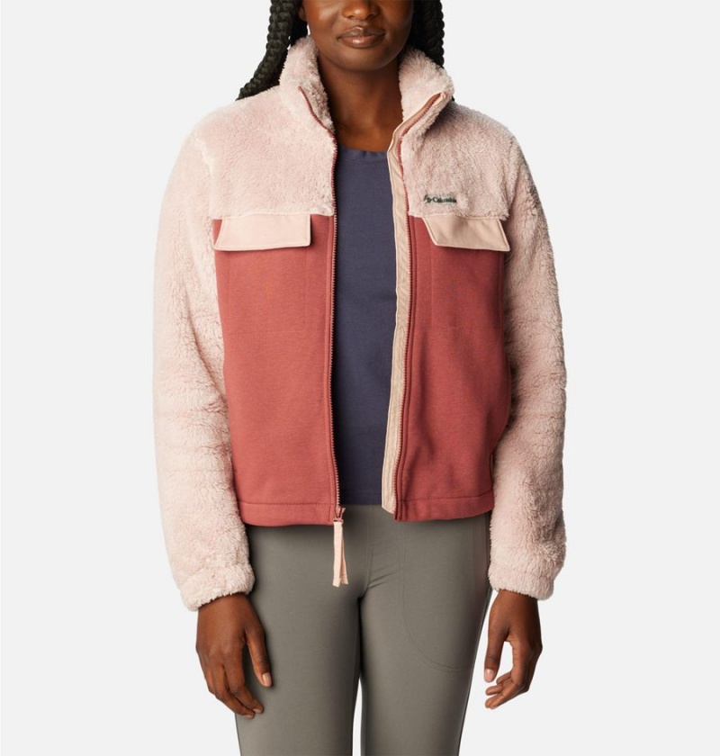 Pink Women's Columbia Lodge Hybrid Sherpa Full Zip Fleece Jacket | MHPUQ-1407