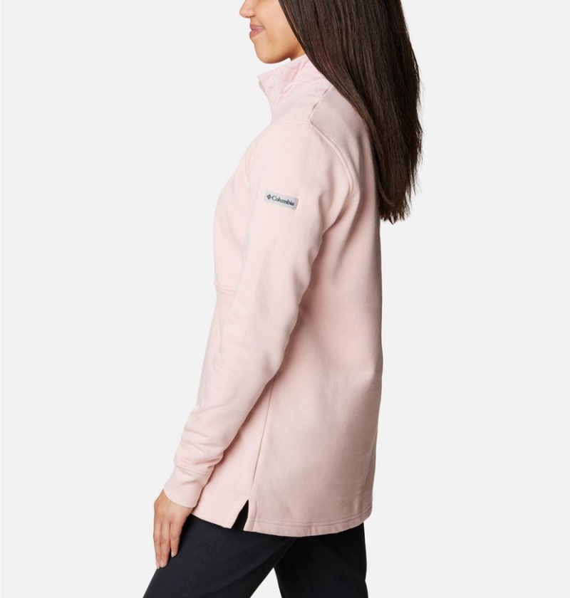 Pink Women's Columbia Lodge Quilted Quarter Zip Tunic Pullover | QKWLF-1738