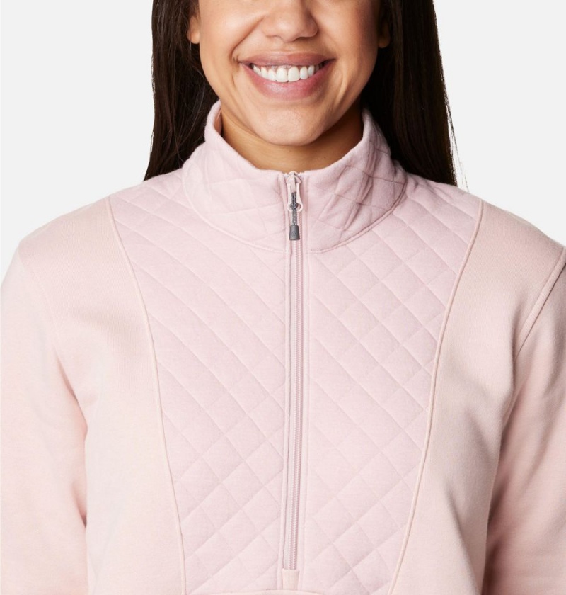 Pink Women's Columbia Lodge Quilted Quarter Zip Tunic Pullover | QKWLF-1738