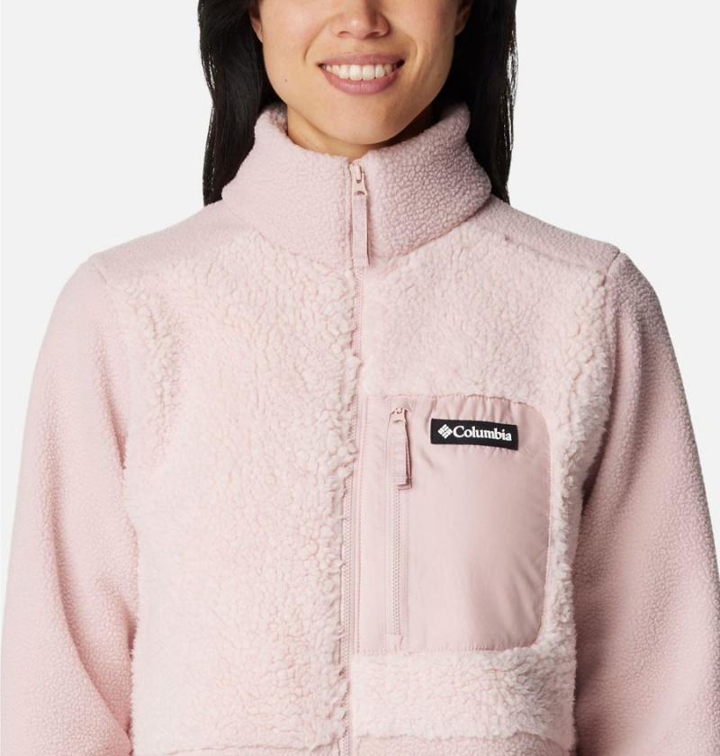 Pink Women's Columbia Lodge Sherpa Full Zip Fleece Jacket | DXCLW-7293