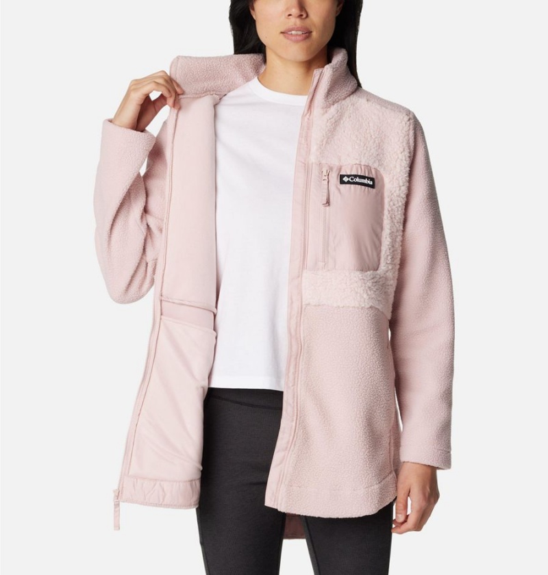 Pink Women's Columbia Lodge Sherpa Full Zip Fleece Jacket | DXCLW-7293