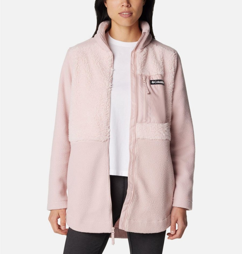 Pink Women's Columbia Lodge Sherpa Full Zip Fleece Jacket | DXCLW-7293