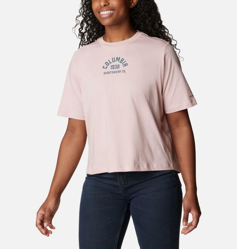 Pink Women's Columbia North Cascades Relaxed T-Shirt | HNBIS-4150