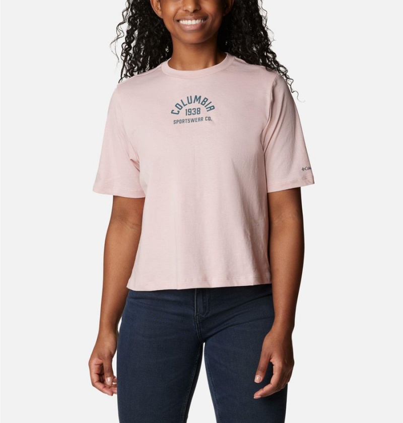 Pink Women\'s Columbia North Cascades Relaxed T-Shirt | HNBIS-4150