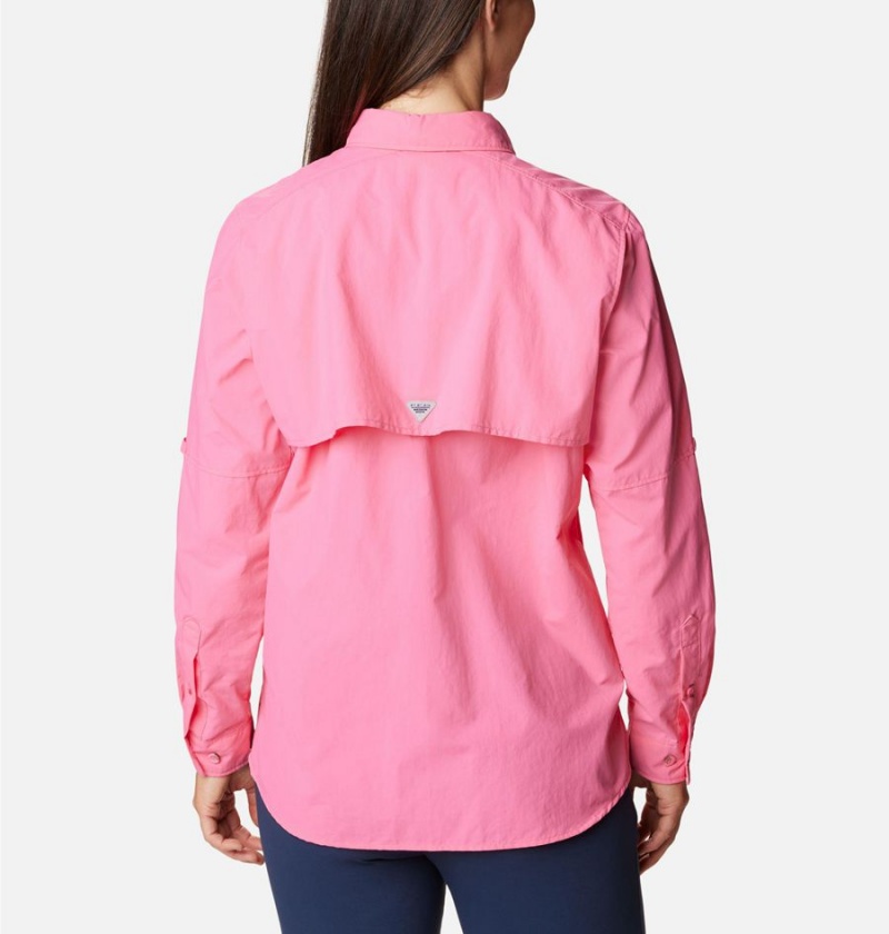 Pink Women's Columbia PFG Bahama Long Sleeve Shirt | JLODT-7318