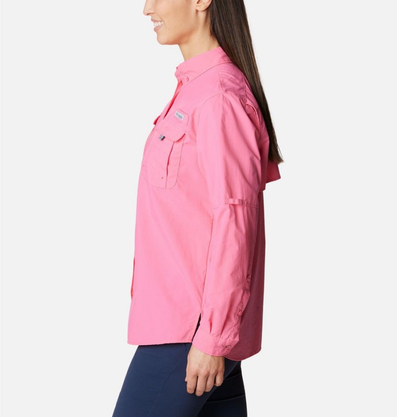 Pink Women's Columbia PFG Bahama Long Sleeve Shirt | JLODT-7318