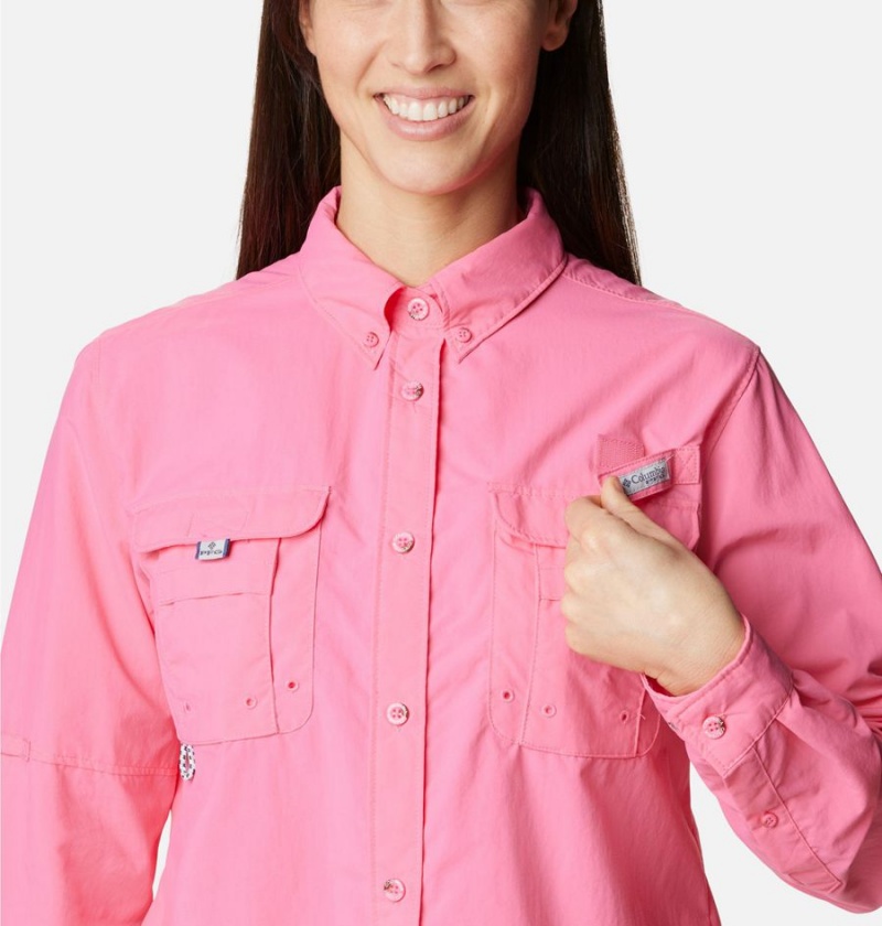 Pink Women's Columbia PFG Bahama Long Sleeve Shirt | JLODT-7318