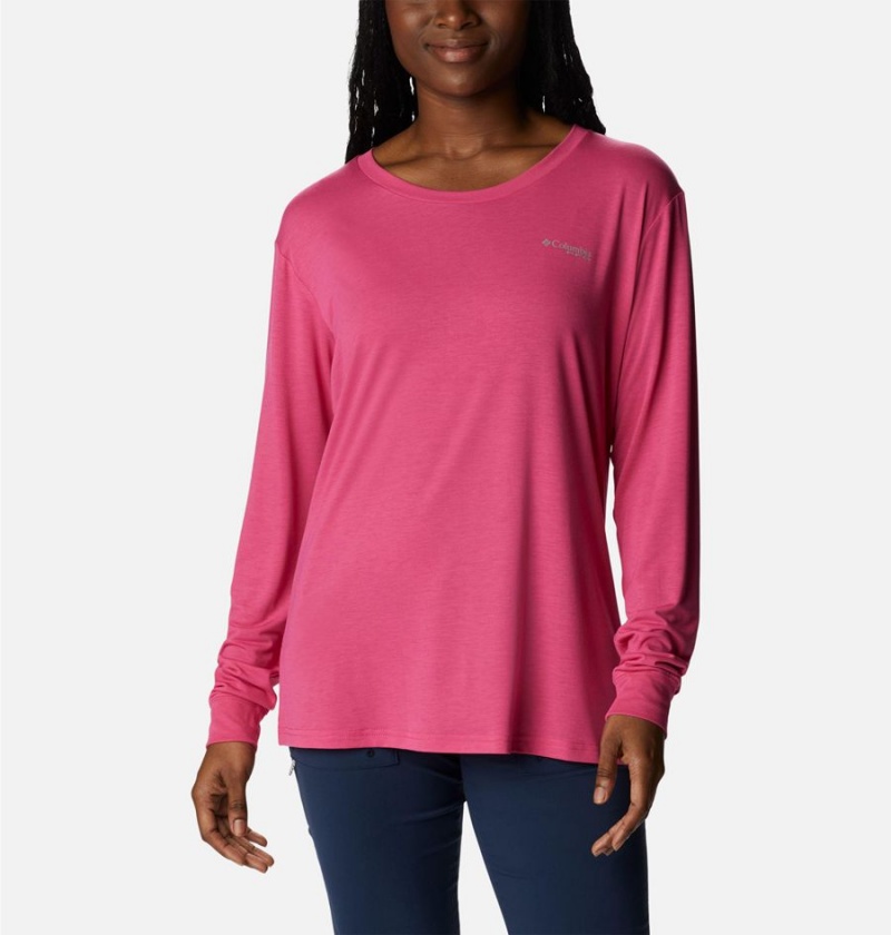 Pink Women's Columbia PFG Slack Water Graphic Long Sleeve T-Shirt | ZYQXH-6173