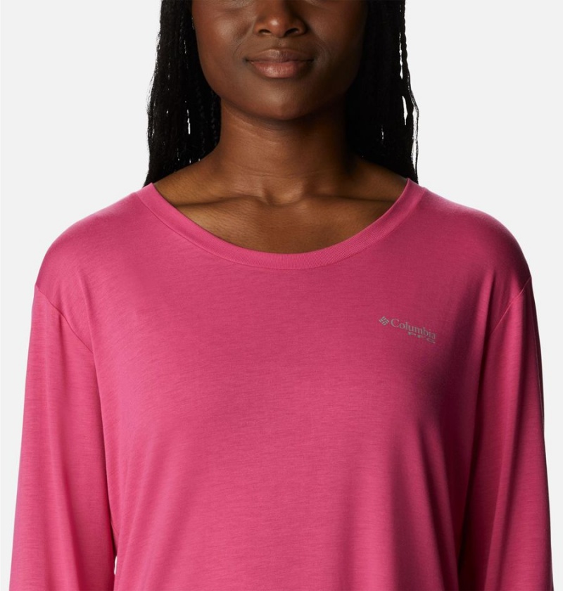 Pink Women's Columbia PFG Slack Water Graphic Long Sleeve T-Shirt | ZYQXH-6173