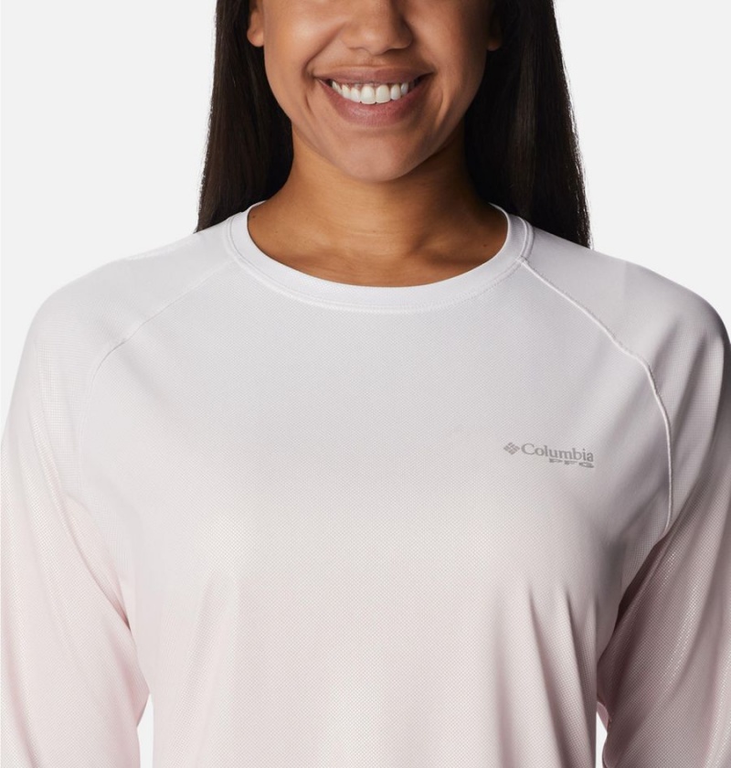 Pink Women's Columbia PFG Tidal Deflector Printed Long Sleeve T-Shirt | UMGLI-5048