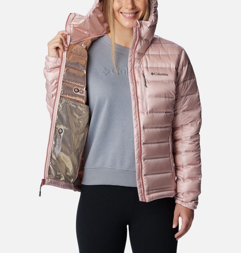 Pink Women's Columbia Pebble Peak Hooded Puffer Jacket | ITEDW-0276