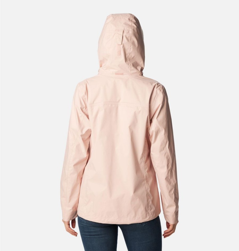 Pink Women's Columbia Pouration Rain Jacket | VDTWH-6835