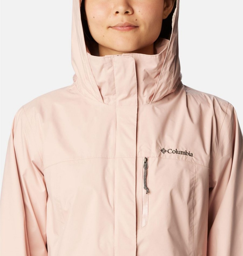 Pink Women's Columbia Pouration Rain Jacket | VDTWH-6835