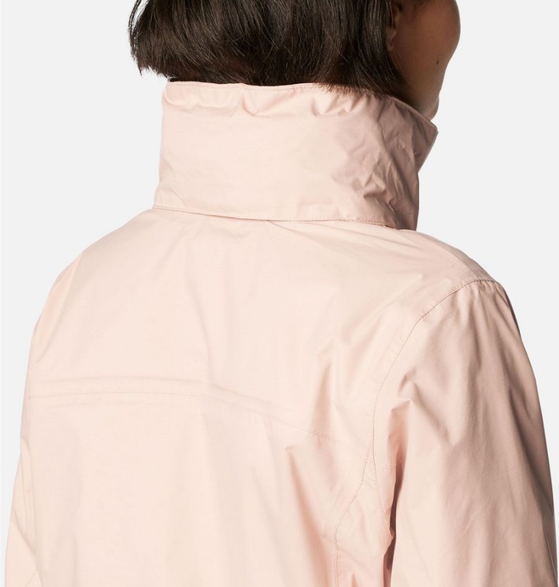 Pink Women's Columbia Pouration Rain Jacket | VDTWH-6835