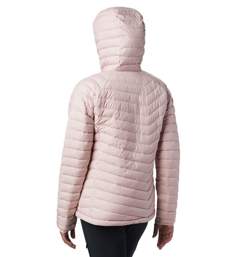 Pink Women's Columbia Powder Lite Hooded Puffer Jacket | RVBDE-9348