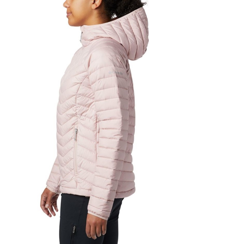 Pink Women's Columbia Powder Lite Hooded Puffer Jacket | RVBDE-9348