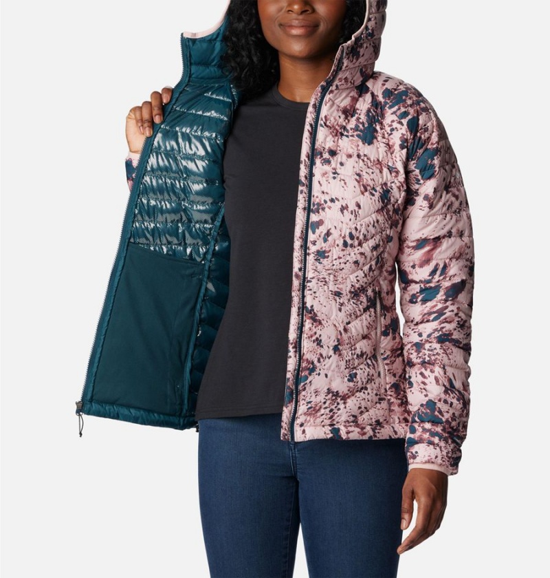 Pink Women's Columbia Powder Lite Hooded Puffer Jacket | ZYDWH-8356