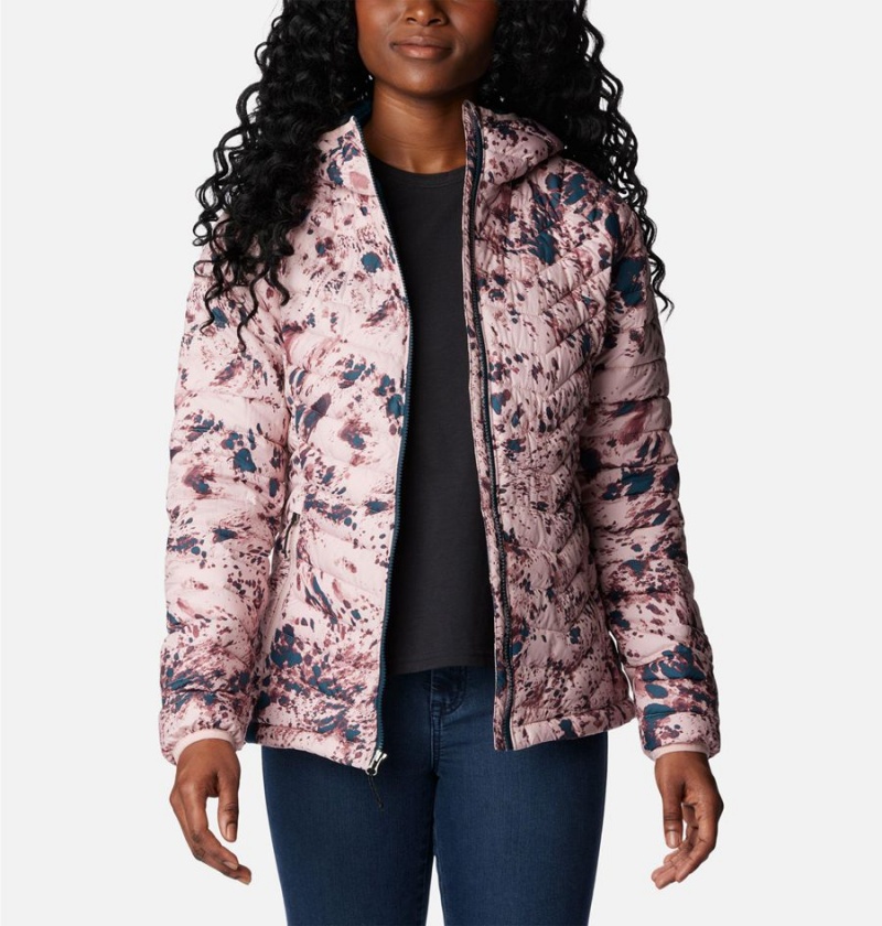 Pink Women's Columbia Powder Lite Hooded Puffer Jacket | ZYDWH-8356