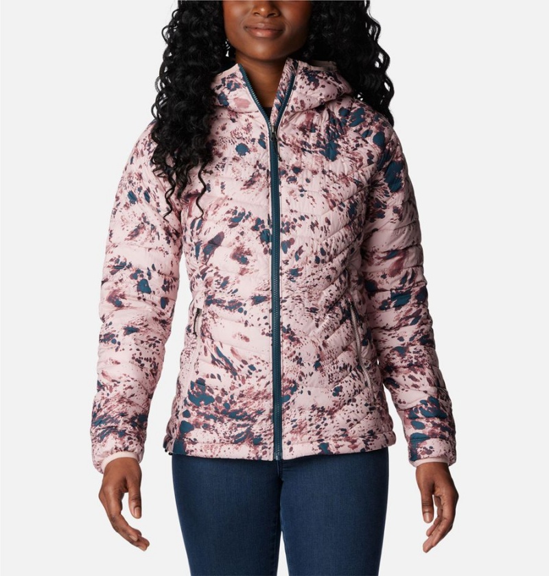 Pink Women\'s Columbia Powder Lite Hooded Puffer Jacket | ZYDWH-8356