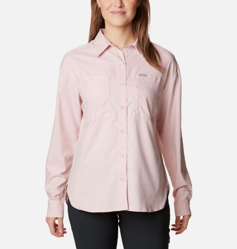 Pink Women\'s Columbia Silver Ridge Utility Long Sleeve Shirt | ZBKVH-6827