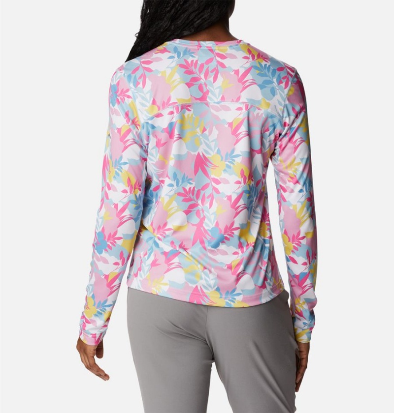 Pink Women's Columbia Summerdry Long Sleeve Printed T-Shirt | EZUNG-6739