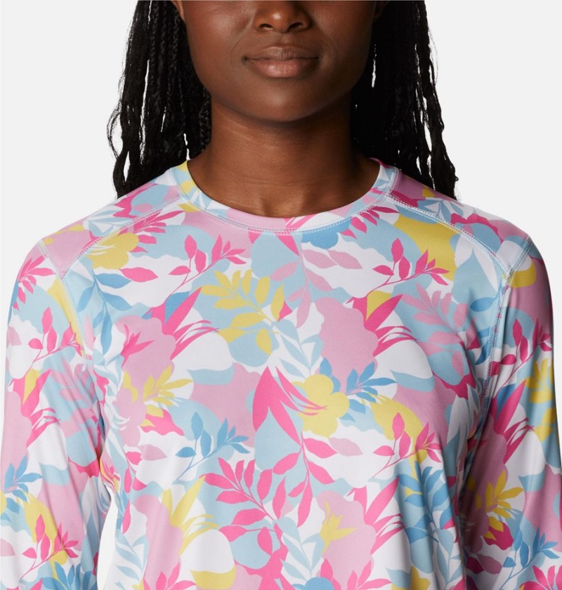 Pink Women's Columbia Summerdry Long Sleeve Printed T-Shirt | EZUNG-6739