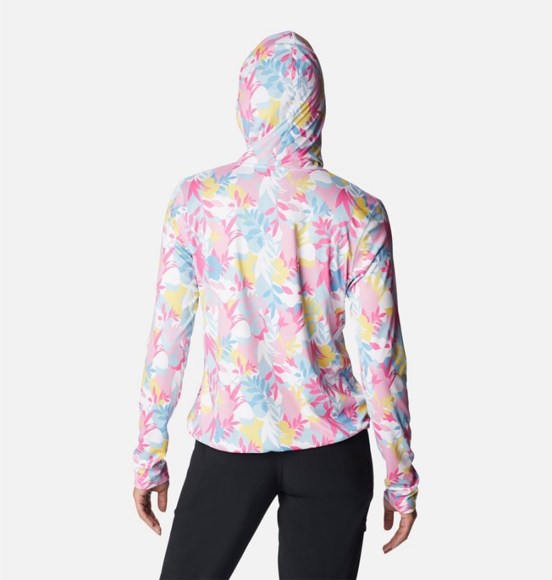 Pink Women's Columbia Summerdry Long Sleeve Printed Hoodie | OTFBQ-5423