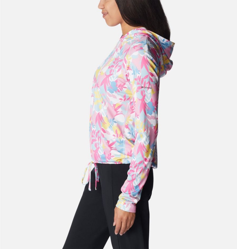 Pink Women's Columbia Summerdry Long Sleeve Printed Hoodie | OTFBQ-5423