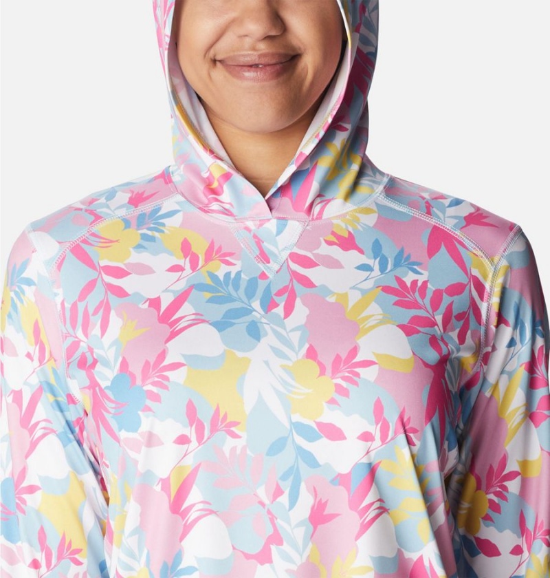 Pink Women's Columbia Summerdry Long Sleeve Printed Hoodie | OTFBQ-5423